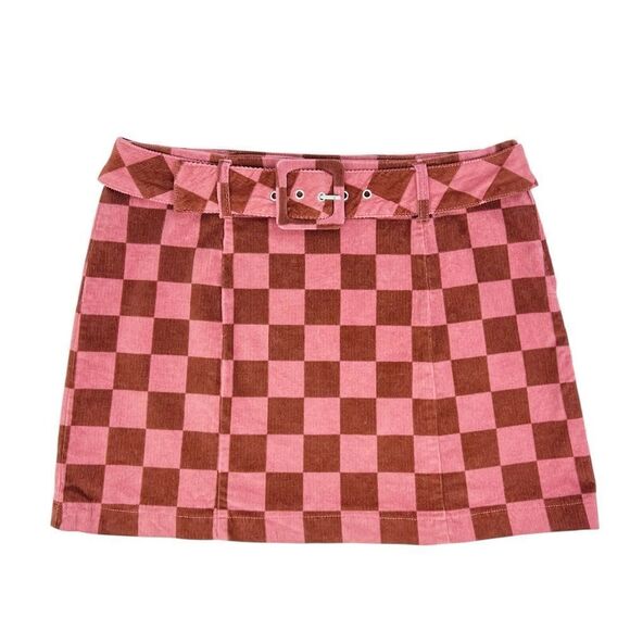 Wild Fable Pink Checkered Mini Skirt 12 - Picture 1 of 6